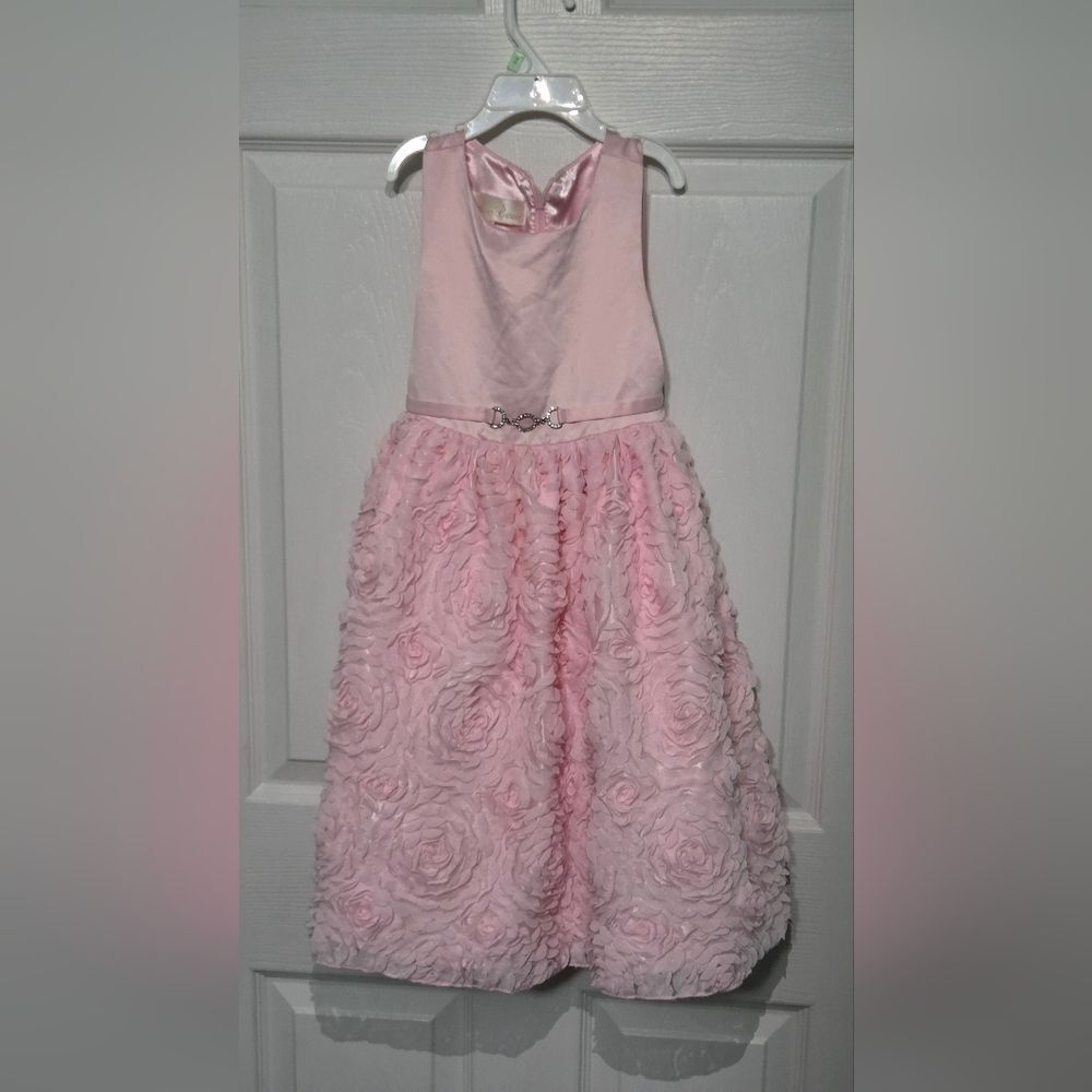 American Princess 6 Pink Slvless Girl's Floral Lace Tulle Elegant Pink  Dress